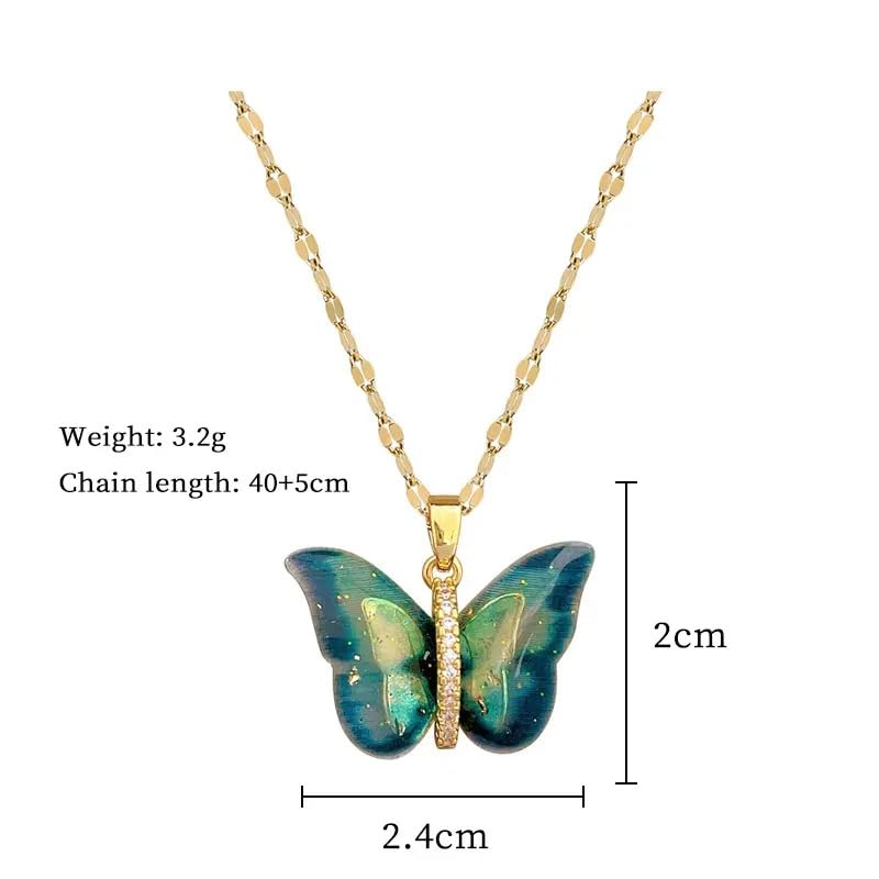 Alorajewels - Butterfly Pendant Necklace for Women & Girls Stylish Golden Necklace | Neck Chain | Locket | Modern Design | Birthday & Special Occassion Gift Aesthetic Jewellery Accessories anti tarnish