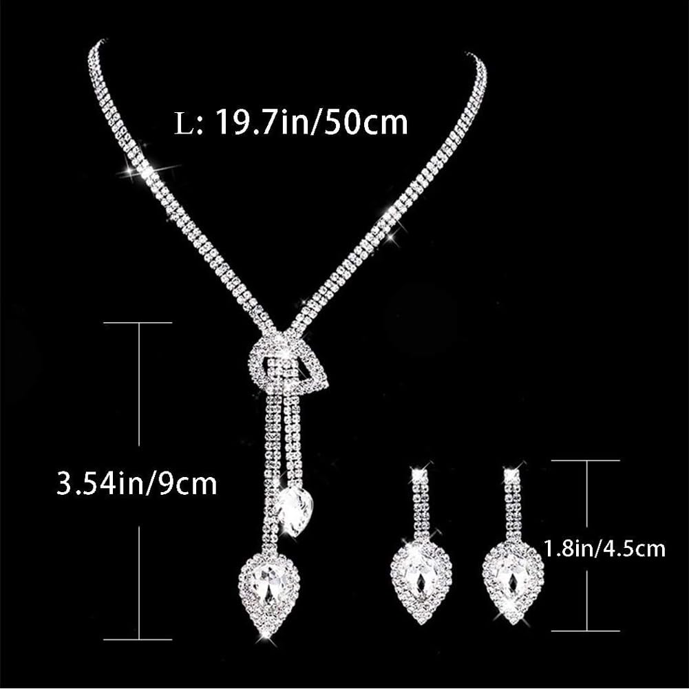 Shining Diva Fashion Latest Stylish Fancy Sparkling Crystal Diamond Necklace Jewellery Set for Women ALORAJEWELS
