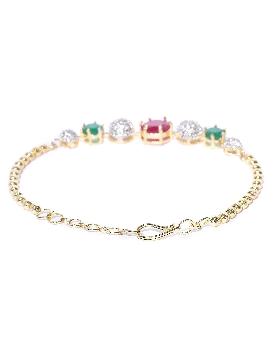 YouBella Jewellery Set for Women American Diamond Combo of Choker Necklace Set with Earrings, Bracelet and Ring for Girls and Women ALORAJEWELS
