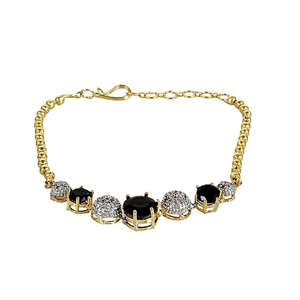 YouBella Jewellery Set for Women American Diamond Combo of Choker Necklace Set with Earrings, Bracelet and Ring for Girls and Women ALORAJEWELS