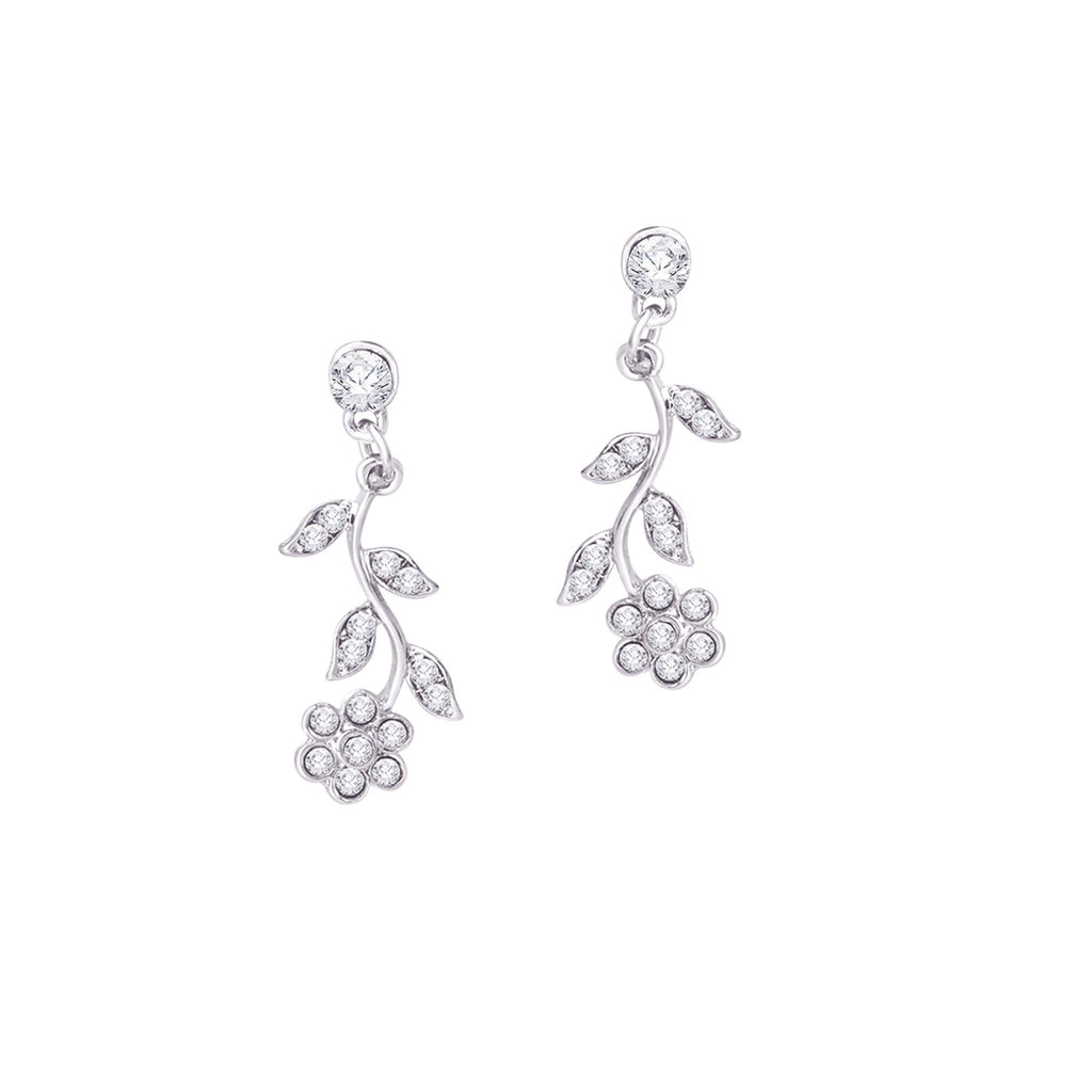 Atasi International American Diamond Style Silver Plated Necklace with Earrings Jewellery Set for Women – Perfect for Party, Wedding, and Engagement ALORAJEWELS