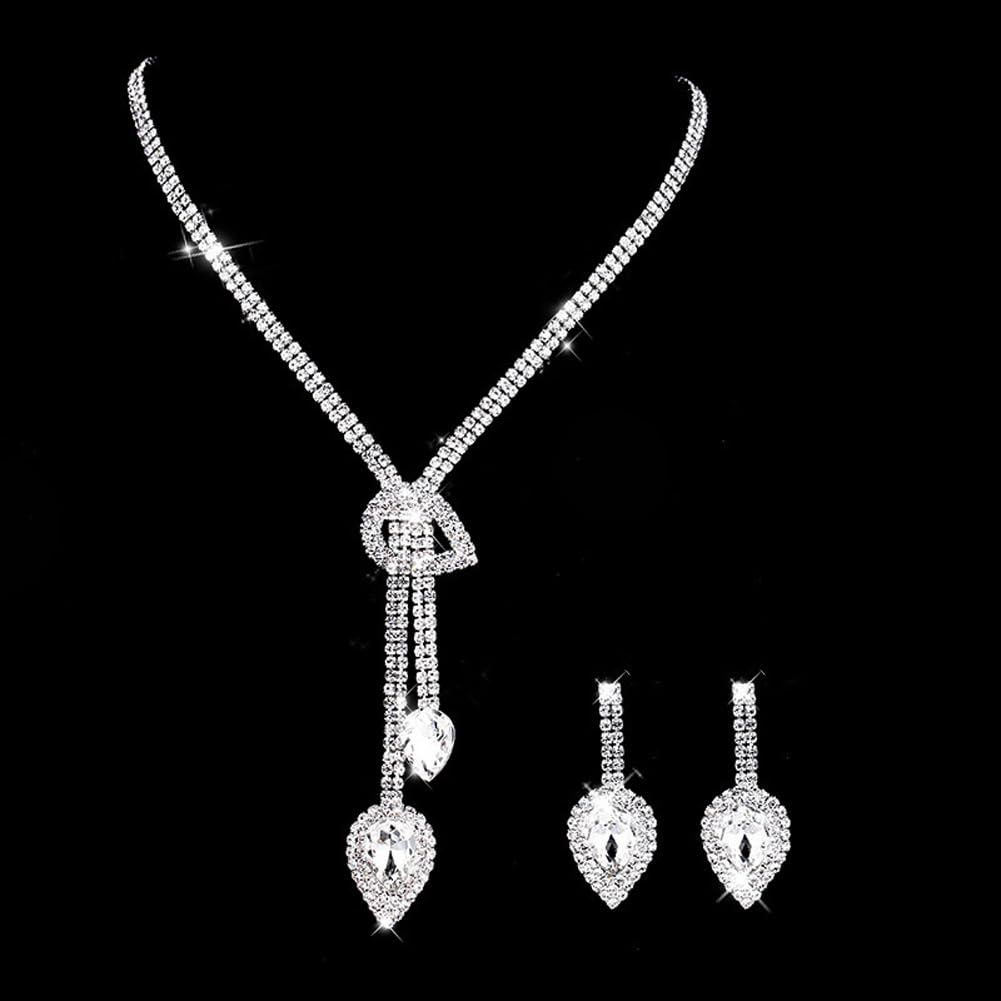 Shining Diva Fashion Latest Stylish Fancy Sparkling Crystal Diamond Necklace Jewellery Set for Women ALORAJEWELS
