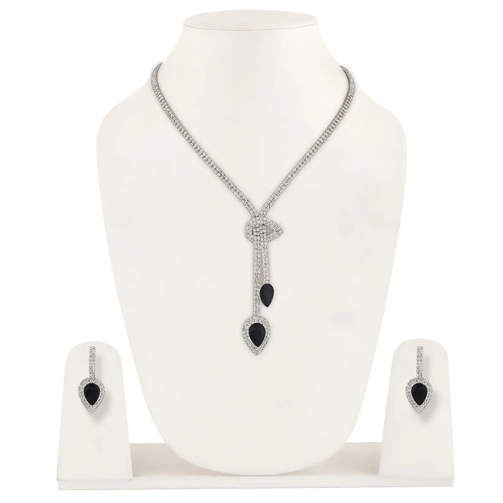 Shining Diva Fashion Latest Stylish Fancy Sparkling Crystal Diamond Necklace Jewellery Set for Women ALORAJEWELS