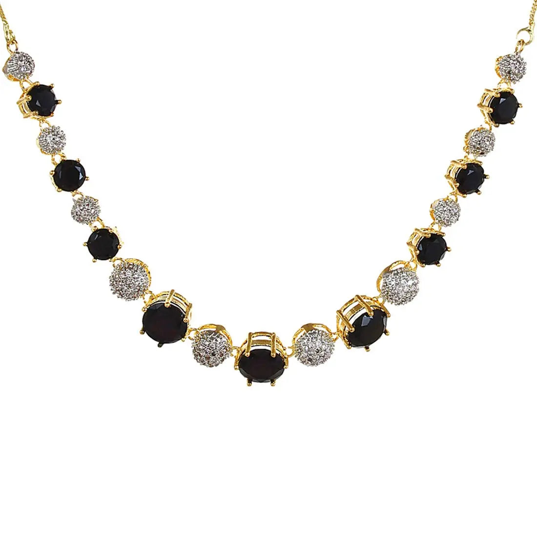 YouBella Jewellery Set for Women American Diamond Combo of Choker Necklace Set with Earrings, Bracelet and Ring for Girls and Women ALORAJEWELS
