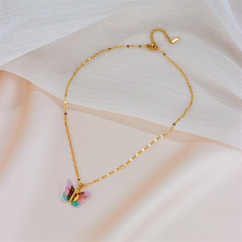 Alorajewels - Butterfly Pendant Necklace for Women & Girls Stylish Golden Necklace | Neck Chain | Locket | Modern Design | Birthday & Special Occassion Gift Aesthetic Jewellery Accessories anti tarnish