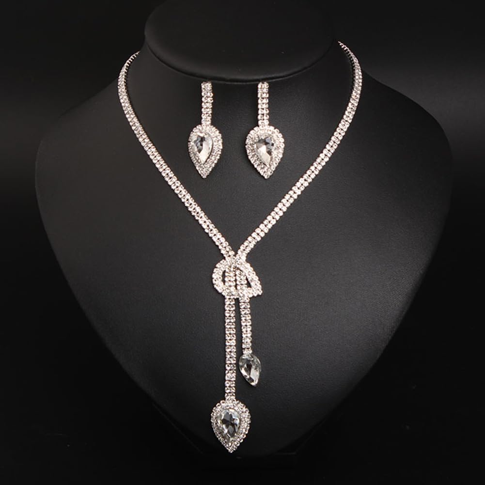 Shining Diva Fashion Latest Stylish Fancy Sparkling Crystal Diamond Necklace Jewellery Set for Women ALORAJEWELS