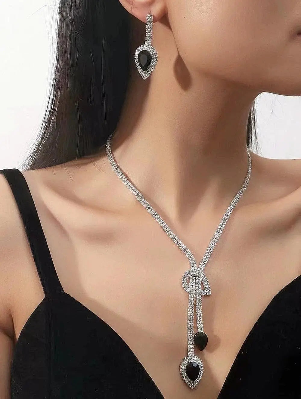 Shining Diva Fashion Latest Stylish Fancy Sparkling Crystal Diamond Necklace Jewellery Set for Women ALORAJEWELS