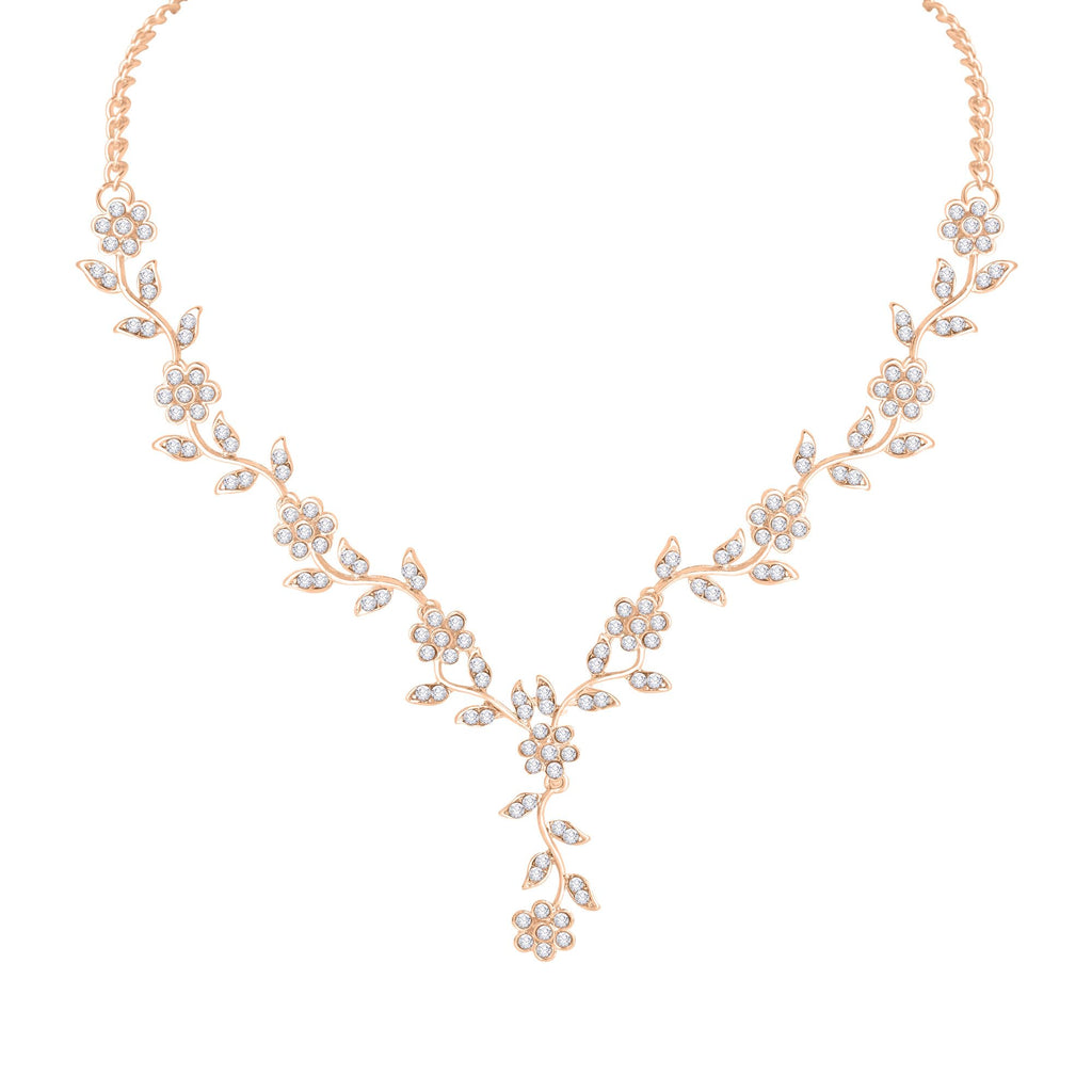 Atasi International American Diamond Style Silver Plated Necklace with Earrings Jewellery Set for Women – Perfect for Party, Wedding, and Engagement ALORAJEWELS