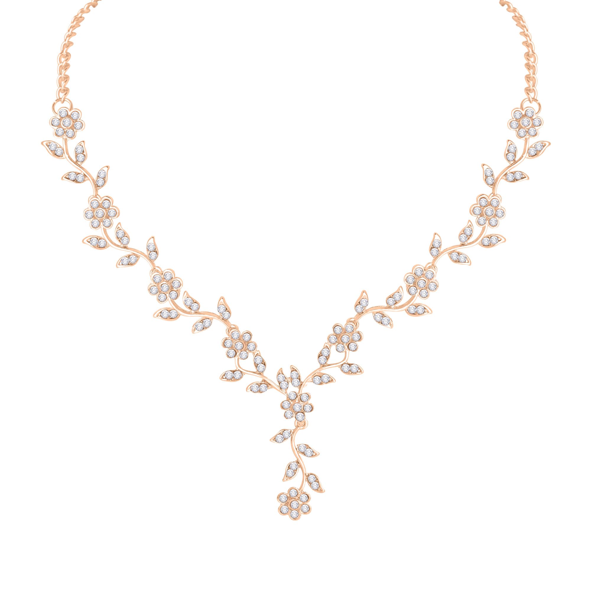 Atasi International American Diamond Style Silver Plated Necklace with Earrings Jewellery Set for Women – Perfect for Party, Wedding, and Engagement ALORAJEWELS