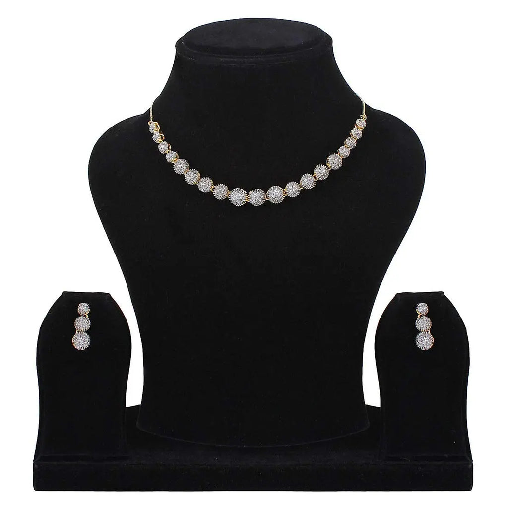 YouBella Jewellery Set for Women American Diamond Combo of Choker Necklace Set with Earrings, Bracelet and Ring for Girls and Women ALORAJEWELS