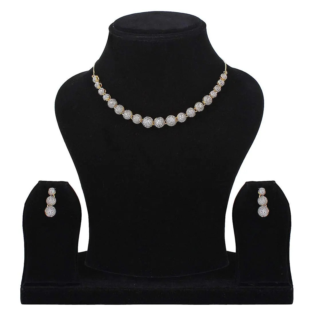 YouBella Jewellery Set for Women American Diamond Combo of Choker Necklace Set with Earrings, Bracelet and Ring for Girls and Women ALORAJEWELS