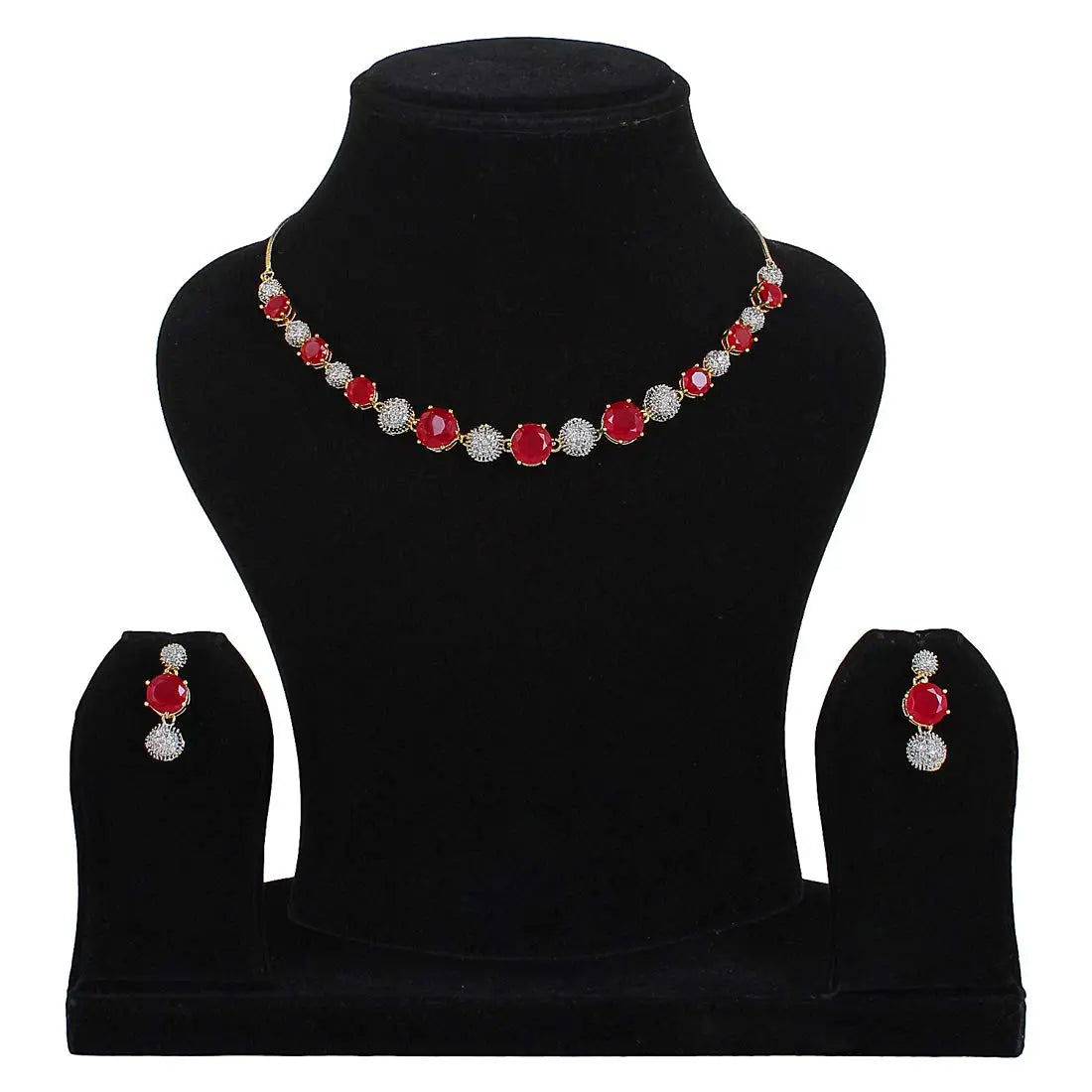 YouBella Jewellery Set for Women American Diamond Combo of Choker Necklace Set with Earrings, Bracelet and Ring for Girls and Women ALORAJEWELS