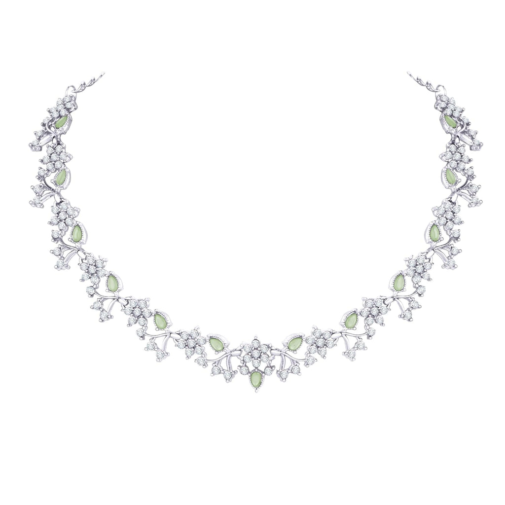 Alorajewels -  American Diamond AD with Colorful Crystal Necklace Jewellery Set for Women/Girls | Perfect for Weddings, Parties & Festive Occasions