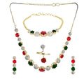 YouBella Jewellery Set for Women American Diamond Combo of Choker Necklace Set with Earrings, Bracelet and Ring for Girls and Women ALORAJEWELS