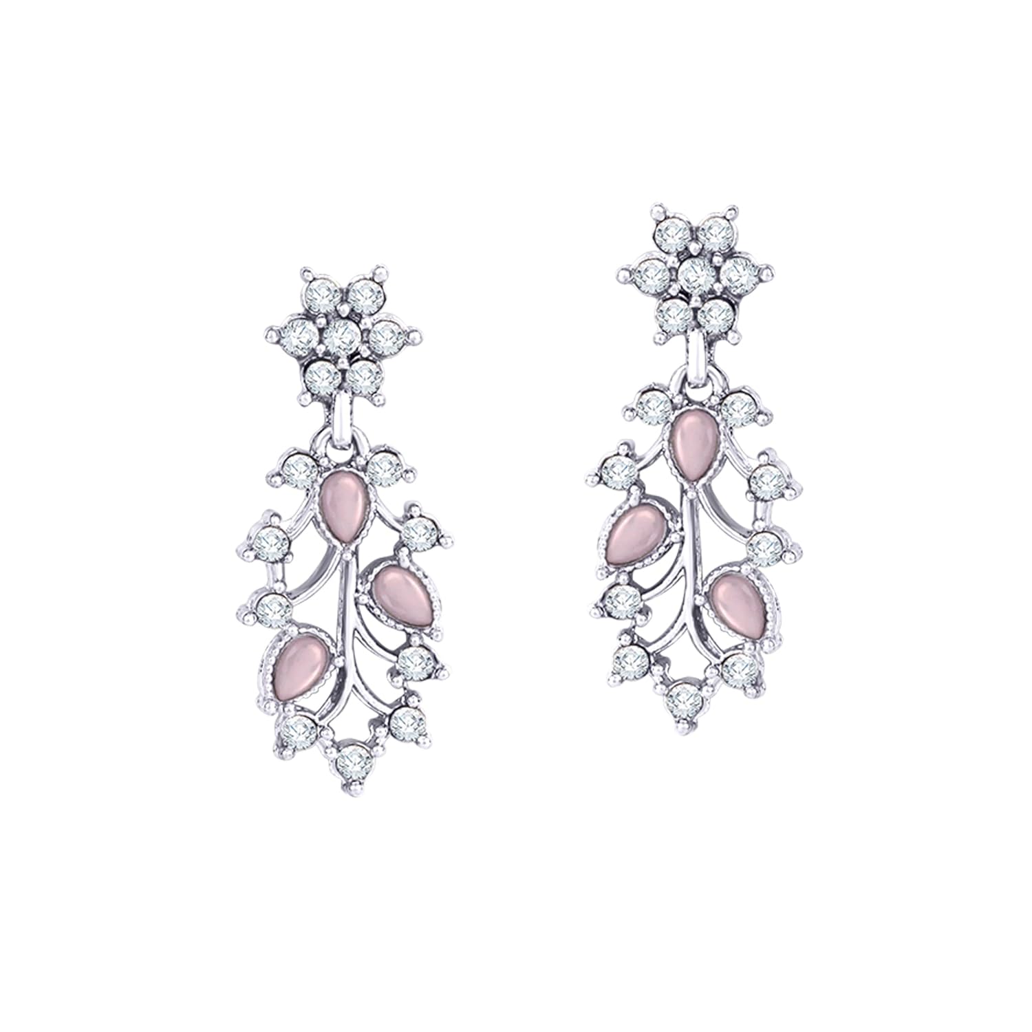 Alorajewels -  American Diamond AD with Colorful Crystal Necklace Jewellery Set for Women/Girls | Perfect for Weddings, Parties & Festive Occasions