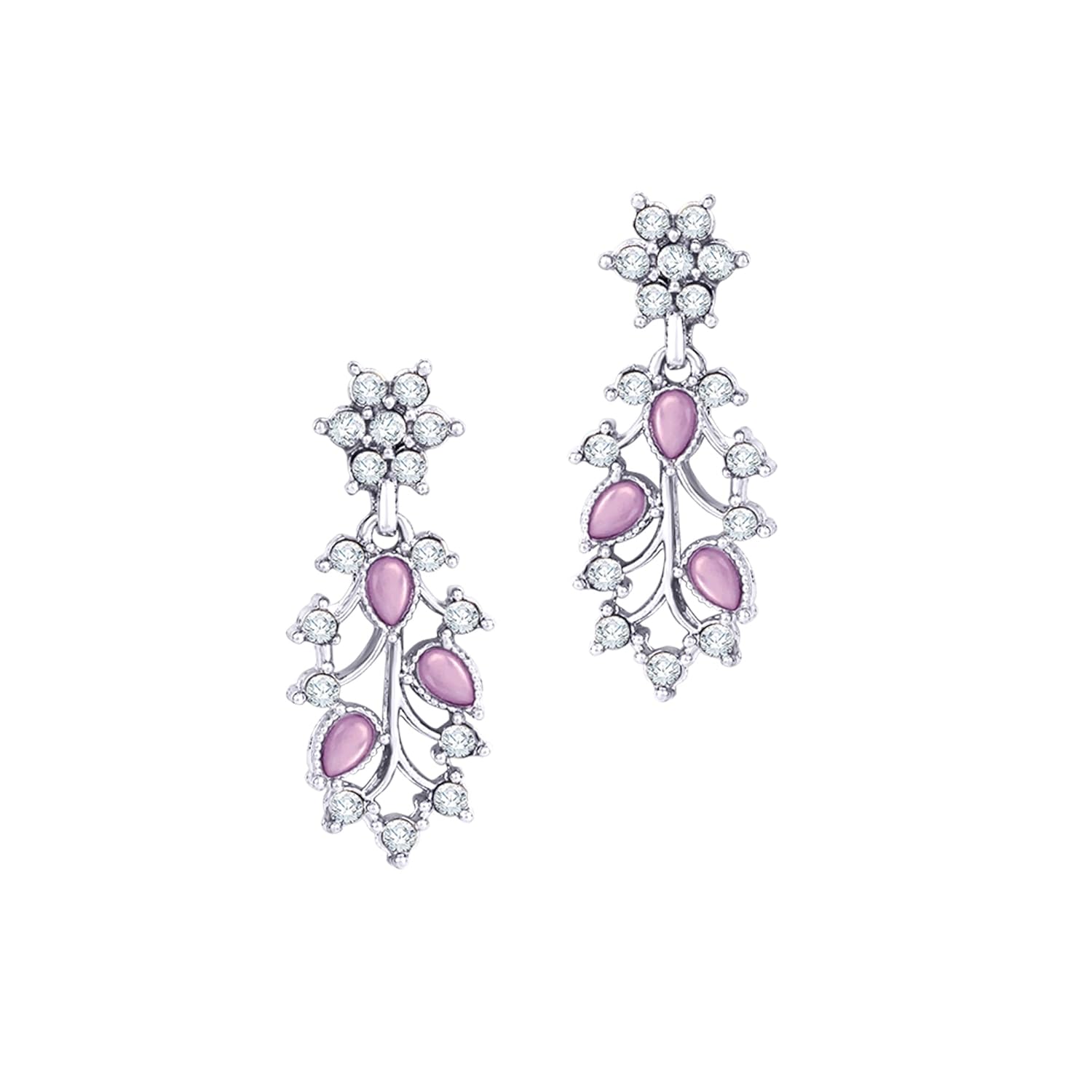Alorajewels -  American Diamond AD with Colorful Crystal Necklace Jewellery Set for Women/Girls | Perfect for Weddings, Parties & Festive Occasions