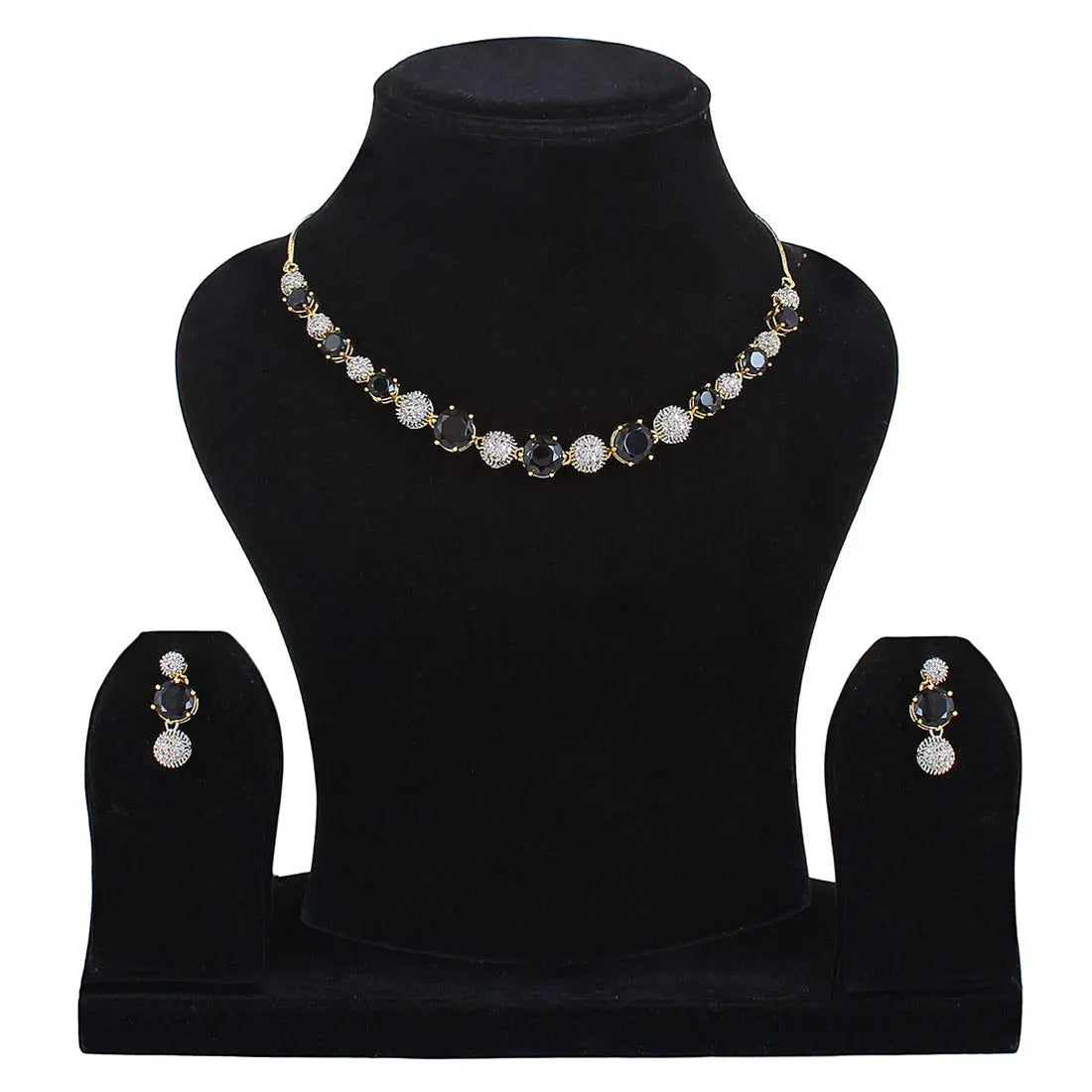 YouBella Jewellery Set for Women American Diamond Combo of Choker Necklace Set with Earrings, Bracelet and Ring for Girls and Women ALORAJEWELS
