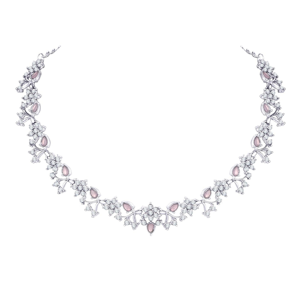Alorajewels -  American Diamond AD with Colorful Crystal Necklace Jewellery Set for Women/Girls | Perfect for Weddings, Parties & Festive Occasions
