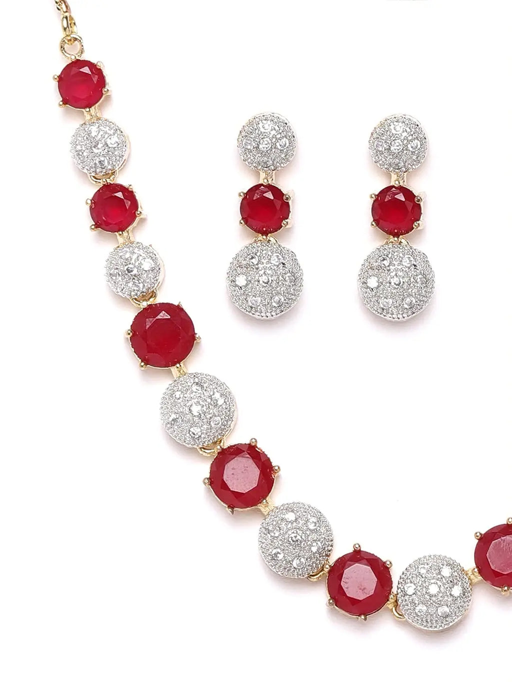 YouBella Jewellery Set for Women American Diamond Combo of Choker Necklace Set with Earrings, Bracelet and Ring for Girls and Women ALORAJEWELS