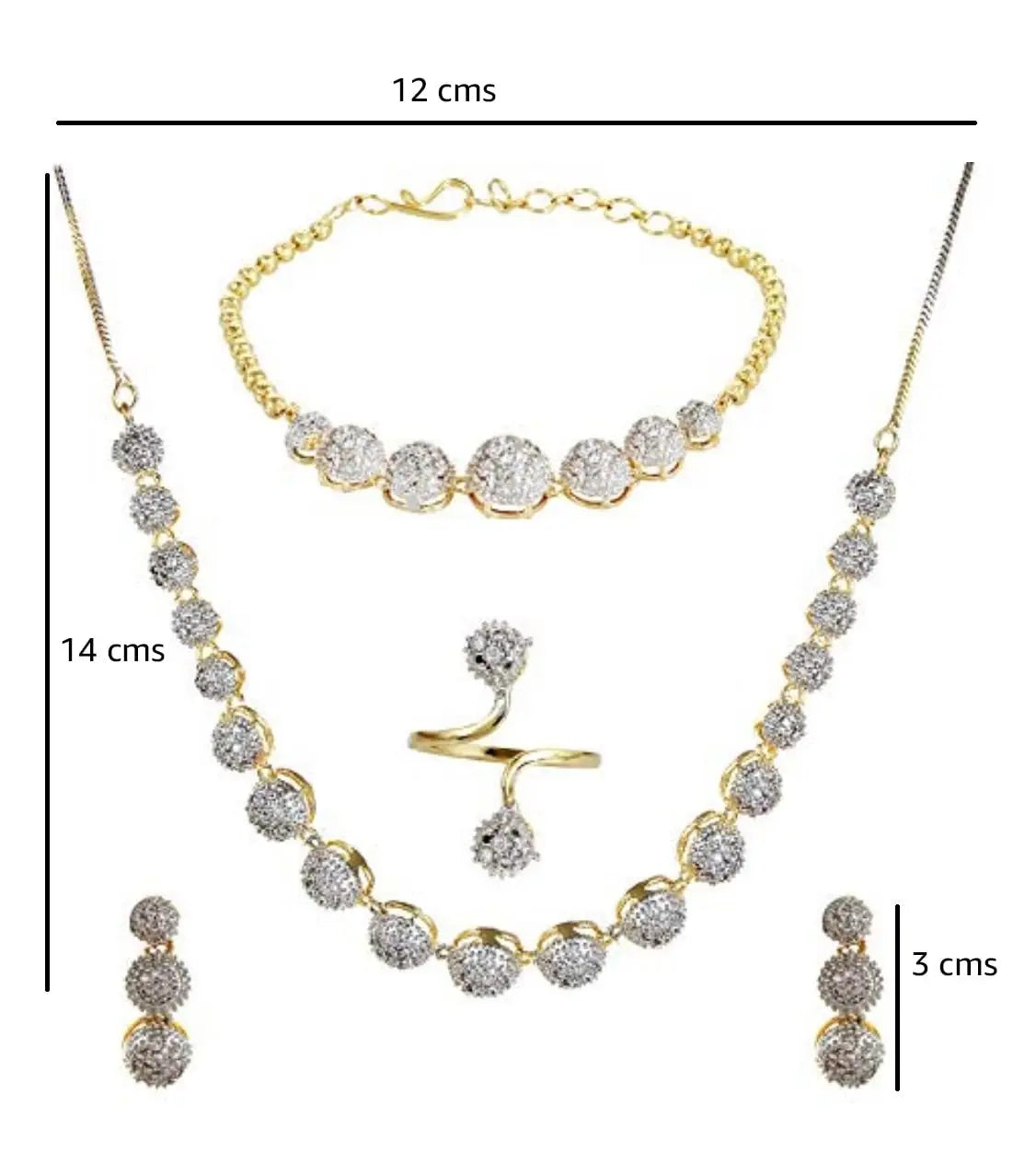 YouBella Jewellery Set for Women American Diamond Combo of Choker Necklace Set with Earrings, Bracelet and Ring for Girls and Women ALORAJEWELS