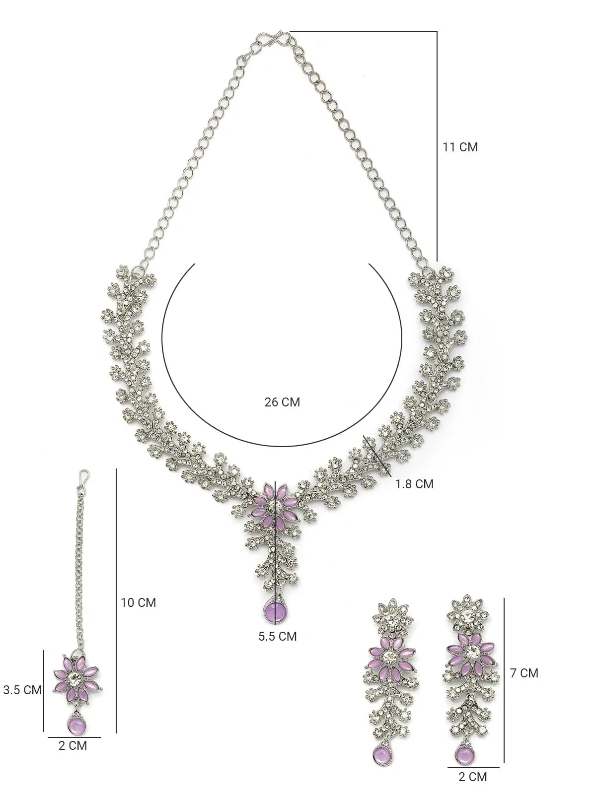 Sukkhi Charming AD Diamonds Studded Floral Choker Necklace with Danlge Earrings Maangtikka Jewellery Set for Women & Girls ALORAJEWELS