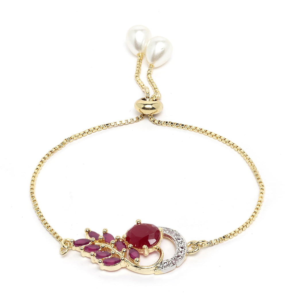 Alorajewels -  Jewellery Set American Diamond Gold Plated Traditional Style Necklace Pendant Set, Ring, Bracelet with Earring Jewellery for Women and Girls
