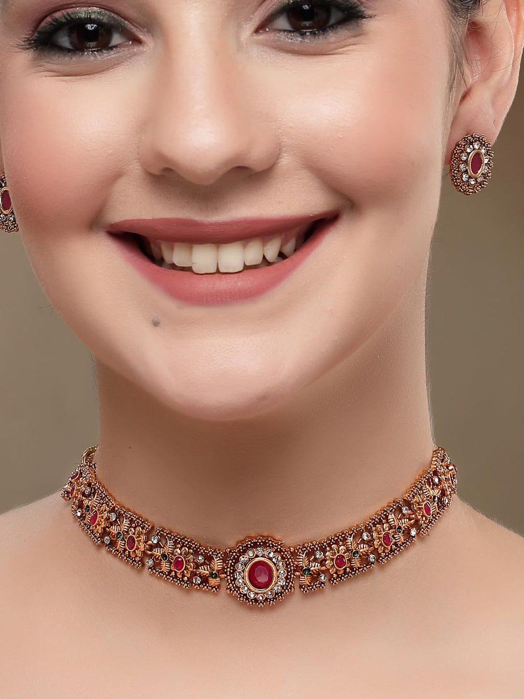 Shining Diva Fashion Latest Stylish Design Fancy Traditional Necklace Jewellery Set for Women (16637s) ALORAJEWELS