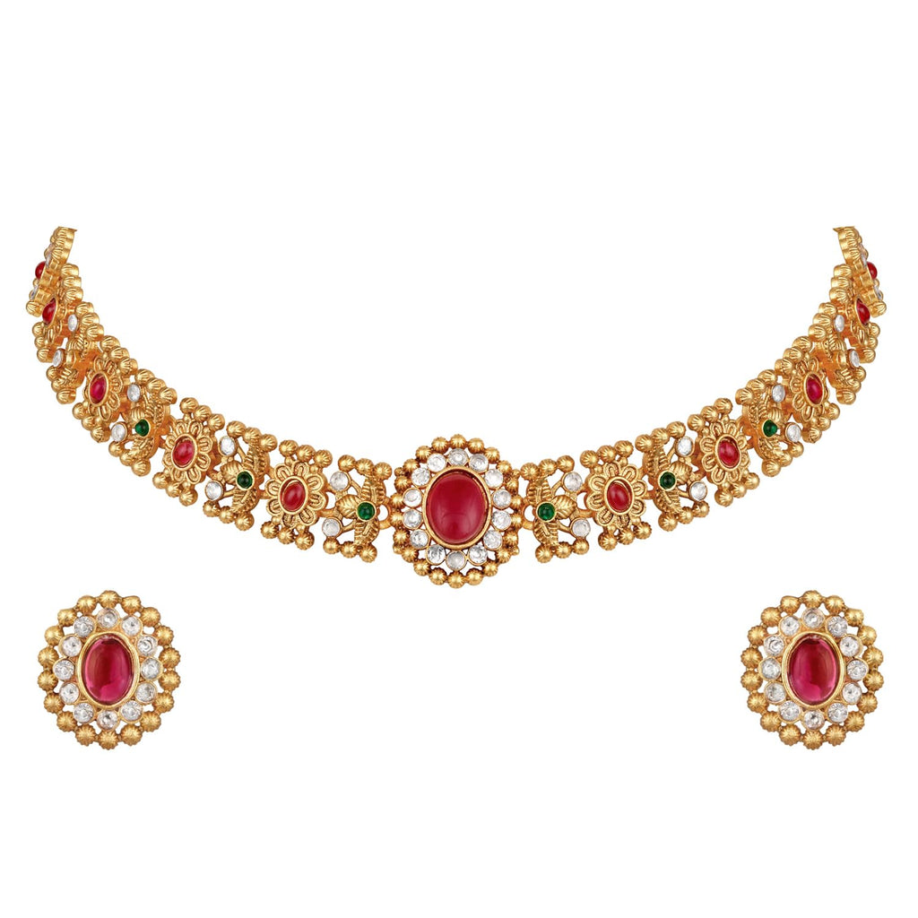 Shining Diva Fashion Latest Stylish Design Fancy Traditional Necklace Jewellery Set for Women (16637s) ALORAJEWELS