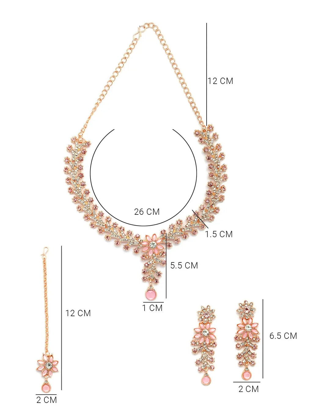 Sukkhi Charming AD Diamonds Studded Floral Choker Necklace with Danlge Earrings Maangtikka Jewellery Set for Women & Girls ALORAJEWELS