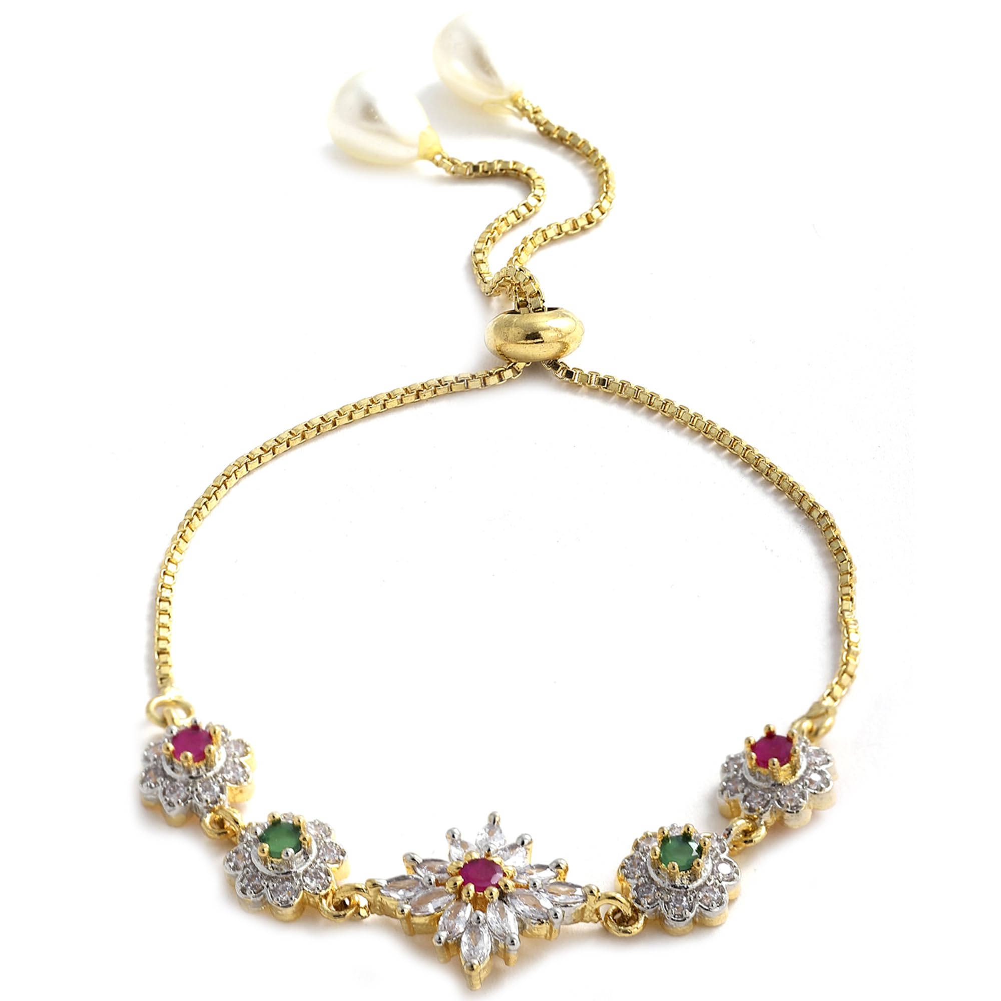 Alorajewels - Jewellery Set for Women American Diamond Necklace Set with Earrings, Bracelet and Ring Jewellery for Girls and Women