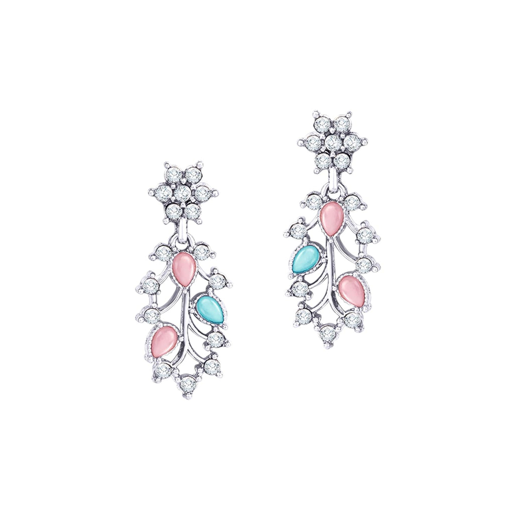 Alorajewels -  American Diamond AD with Colorful Crystal Necklace Jewellery Set for Women/Girls | Perfect for Weddings, Parties & Festive Occasions