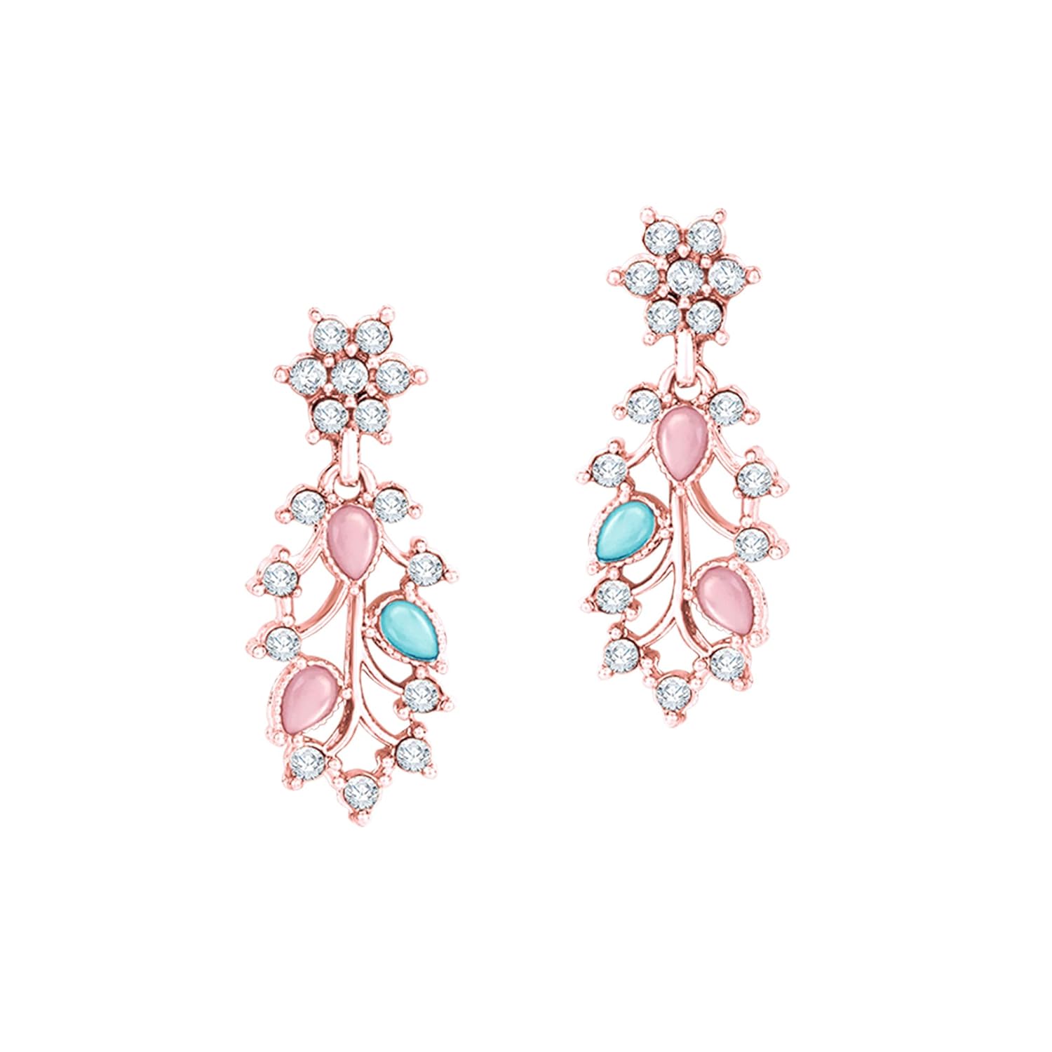 Alorajewels -  American Diamond AD with Colorful Crystal Necklace Jewellery Set for Women/Girls | Perfect for Weddings, Parties & Festive Occasions