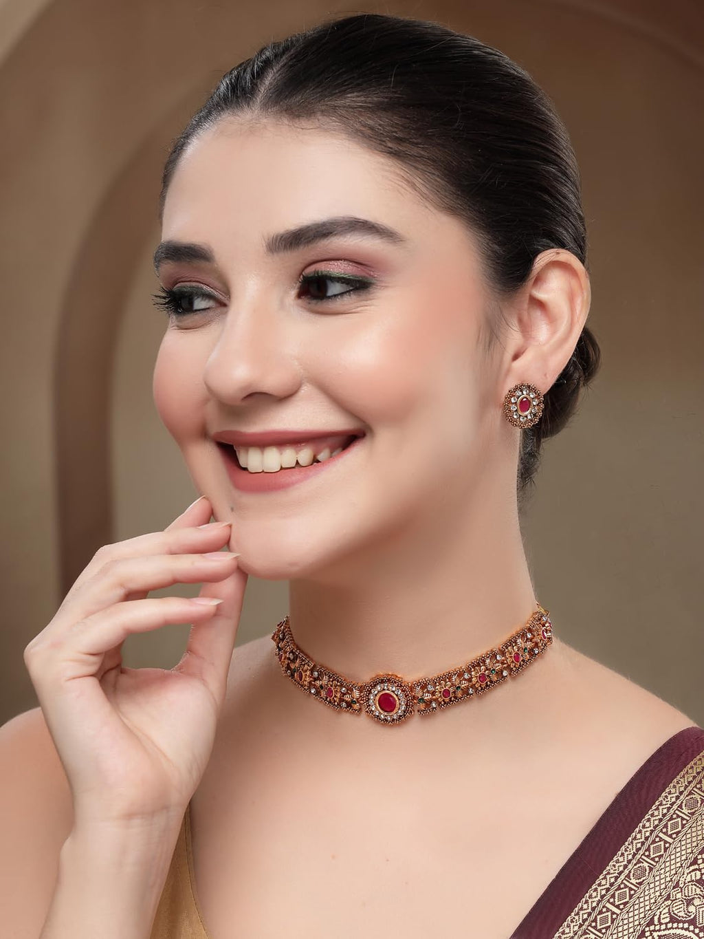 Shining Diva Fashion Latest Stylish Design Fancy Traditional Necklace Jewellery Set for Women (16637s) ALORAJEWELS