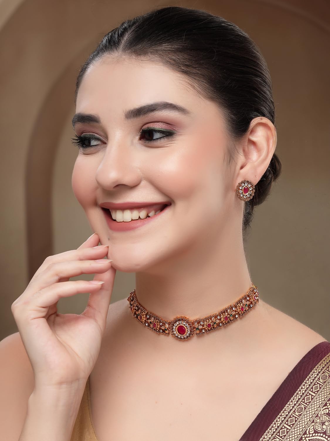 Shining Diva Fashion Latest Stylish Design Fancy Traditional Necklace Jewellery Set for Women (16637s) ALORAJEWELS