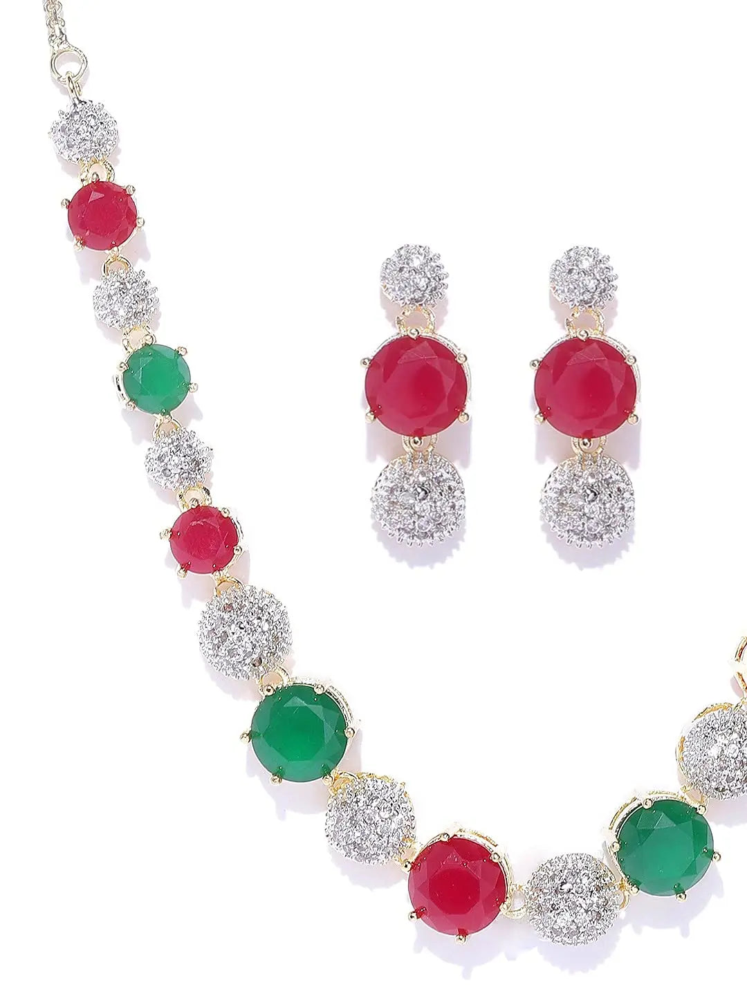 YouBella Jewellery Set for Women American Diamond Combo of Choker Necklace Set with Earrings, Bracelet and Ring for Girls and Women ALORAJEWELS
