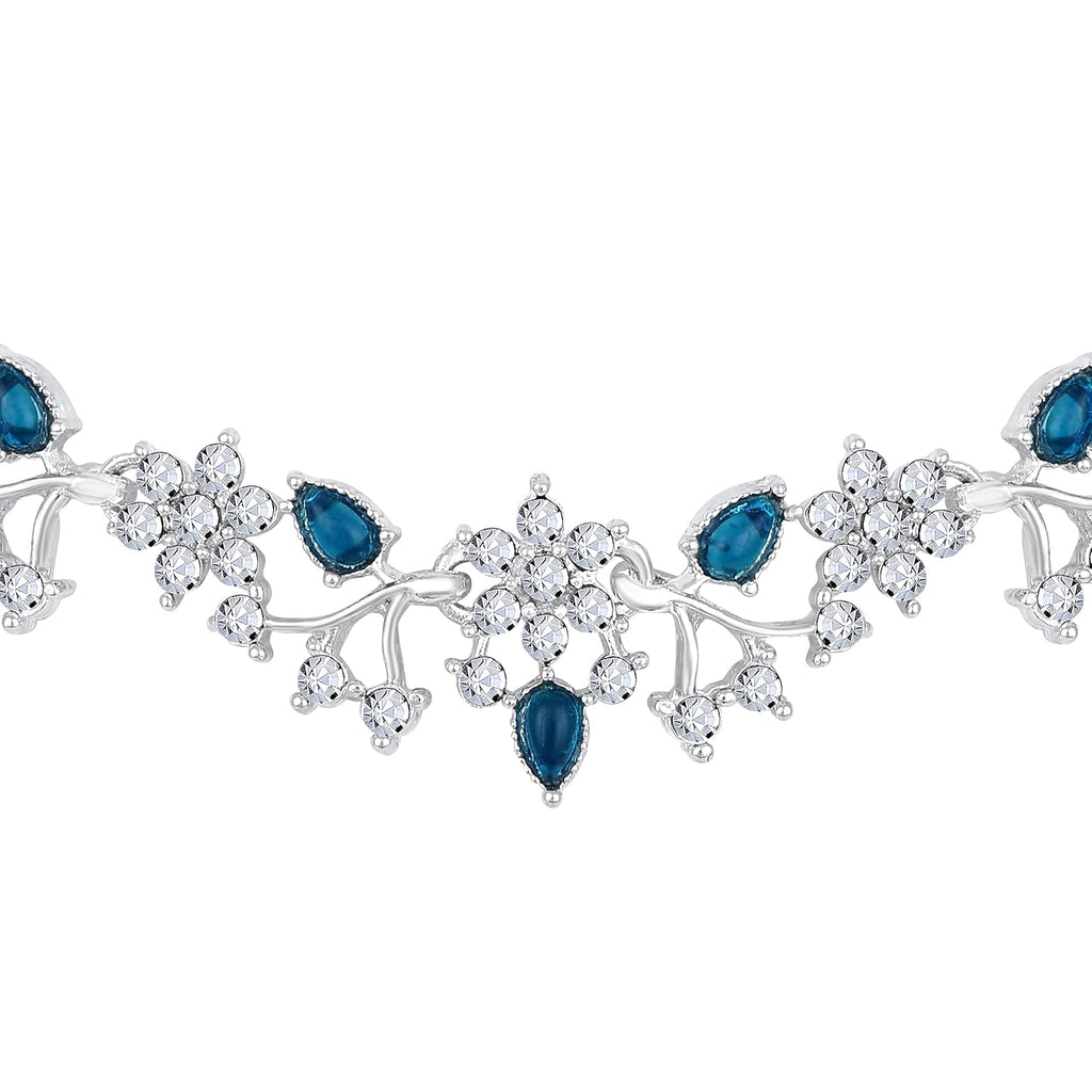 Alorajewels -  American Diamond AD with Colorful Crystal Necklace Jewellery Set for Women/Girls | Perfect for Weddings, Parties & Festive Occasions