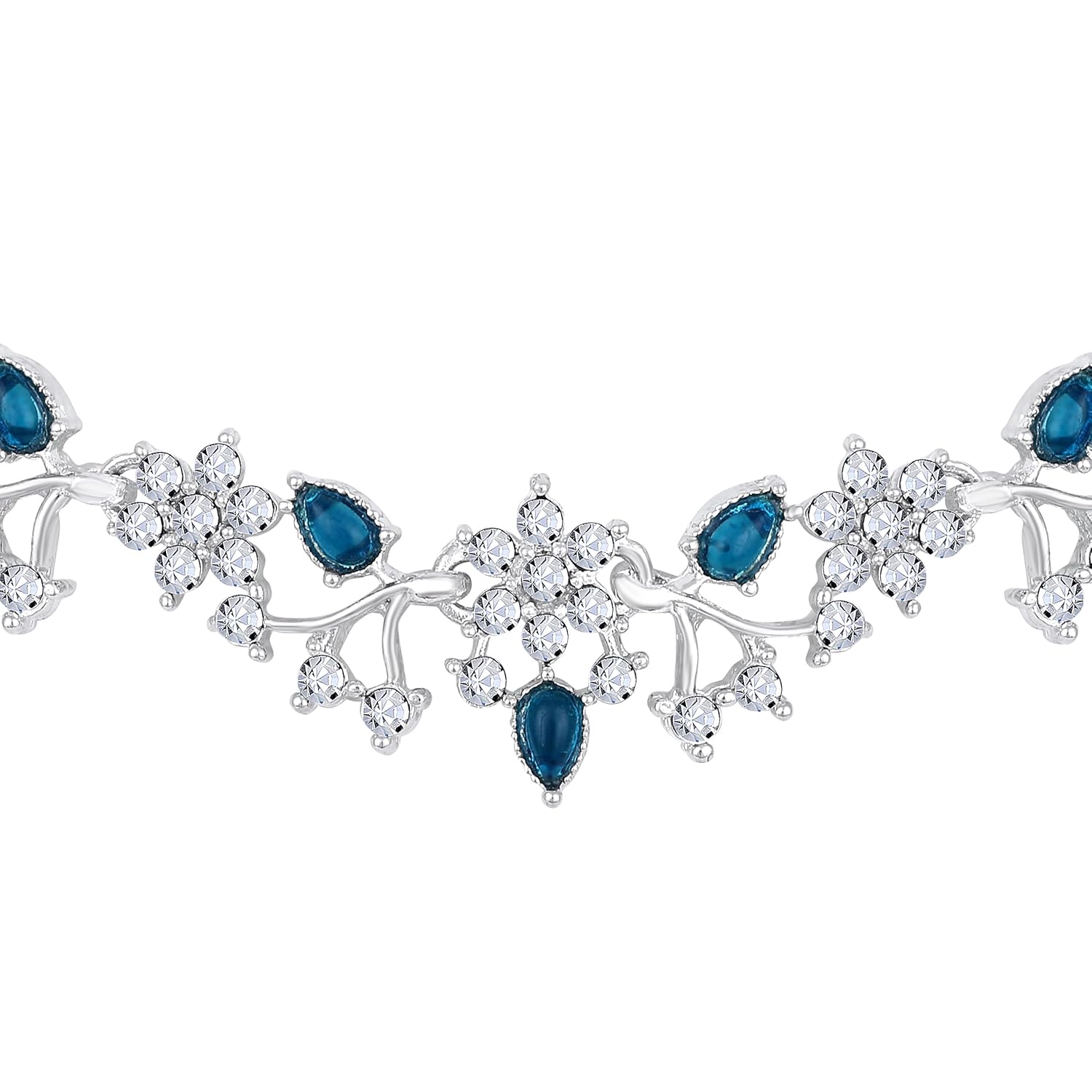 Alorajewels -  American Diamond AD with Colorful Crystal Necklace Jewellery Set for Women/Girls | Perfect for Weddings, Parties & Festive Occasions