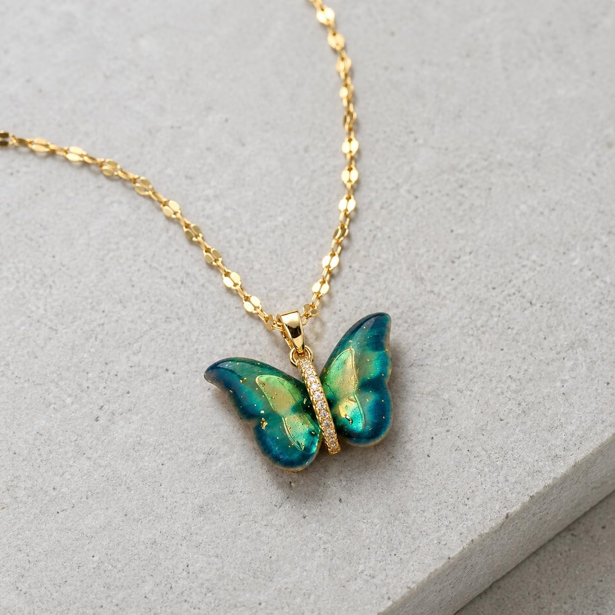 Alorajewels - Butterfly Pendant Necklace for Women & Girls Stylish Golden Necklace | Neck Chain | Locket | Modern Design | Birthday & Special Occassion Gift Aesthetic Jewellery Accessories anti tarnish