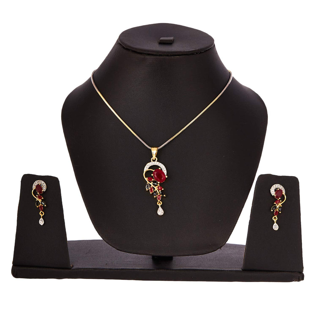 Alorajewels -  Jewellery Set American Diamond Gold Plated Traditional Style Necklace Pendant Set, Ring, Bracelet with Earring Jewellery for Women and Girls