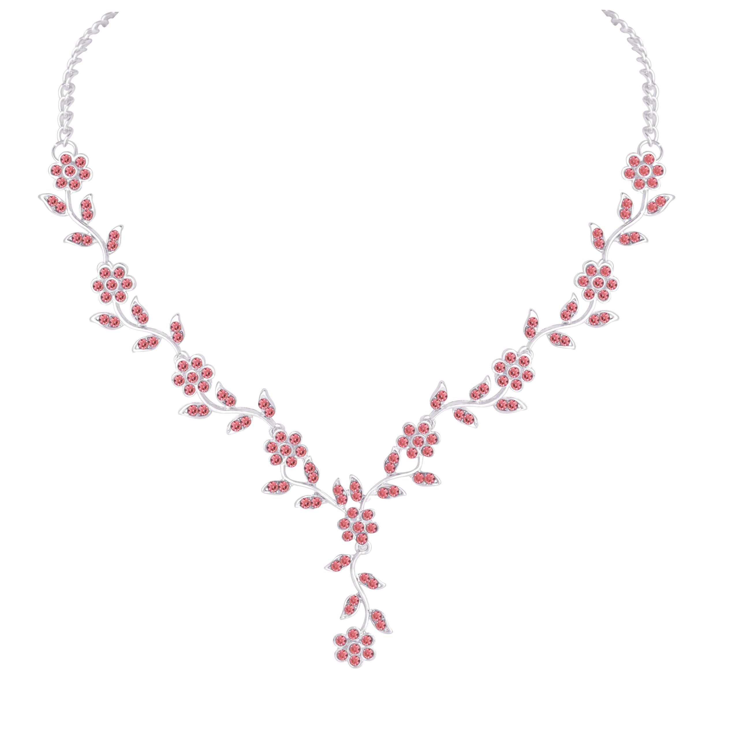 Atasi International American Diamond Style Silver Plated Necklace with Earrings Jewellery Set for Women – Perfect for Party, Wedding, and Engagement ALORAJEWELS