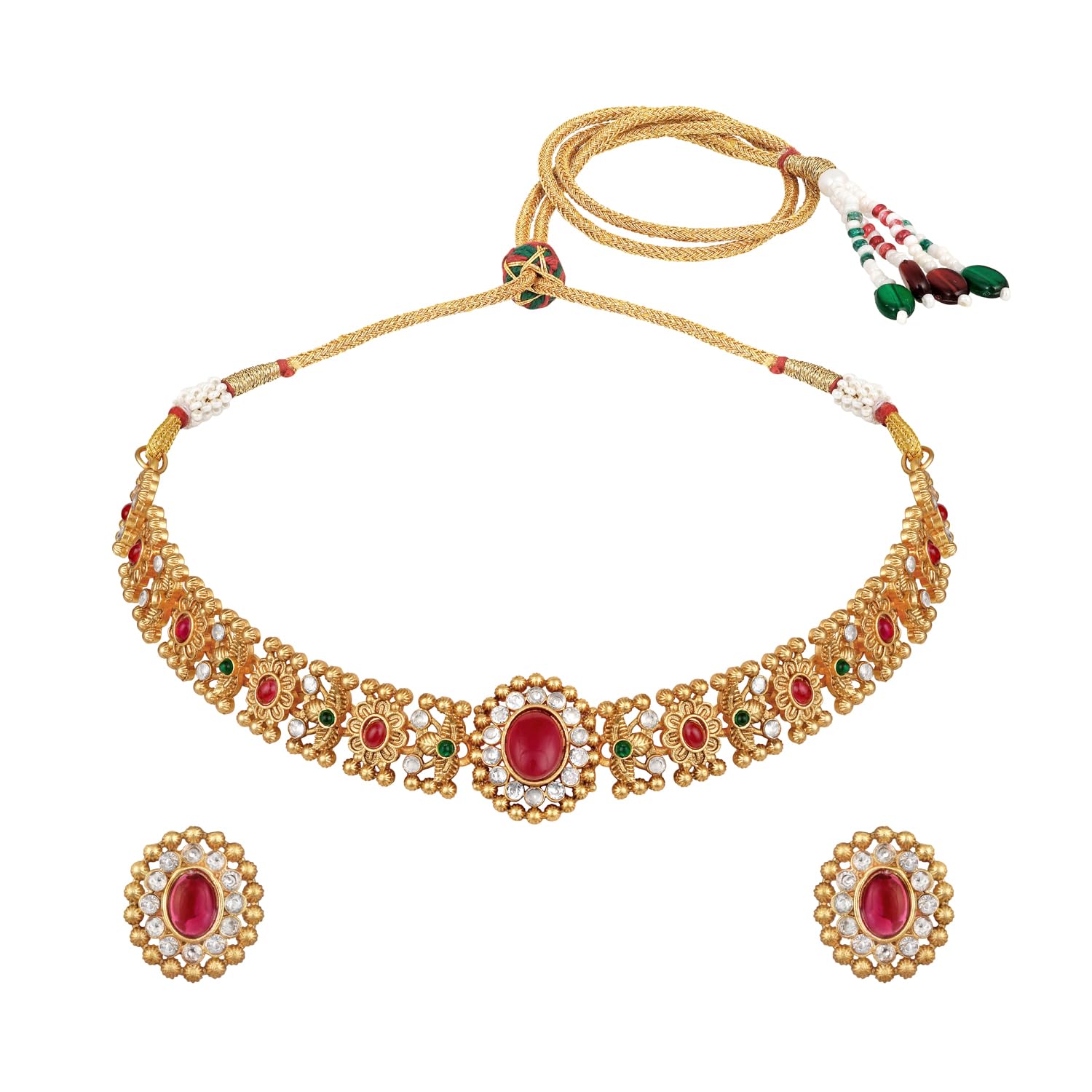 Shining Diva Fashion Latest Stylish Design Fancy Traditional Necklace Jewellery Set for Women (16637s) ALORAJEWELS