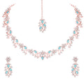 Alorajewels -  American Diamond AD with Colorful Crystal Necklace Jewellery Set for Women/Girls | Perfect for Weddings, Parties & Festive Occasions