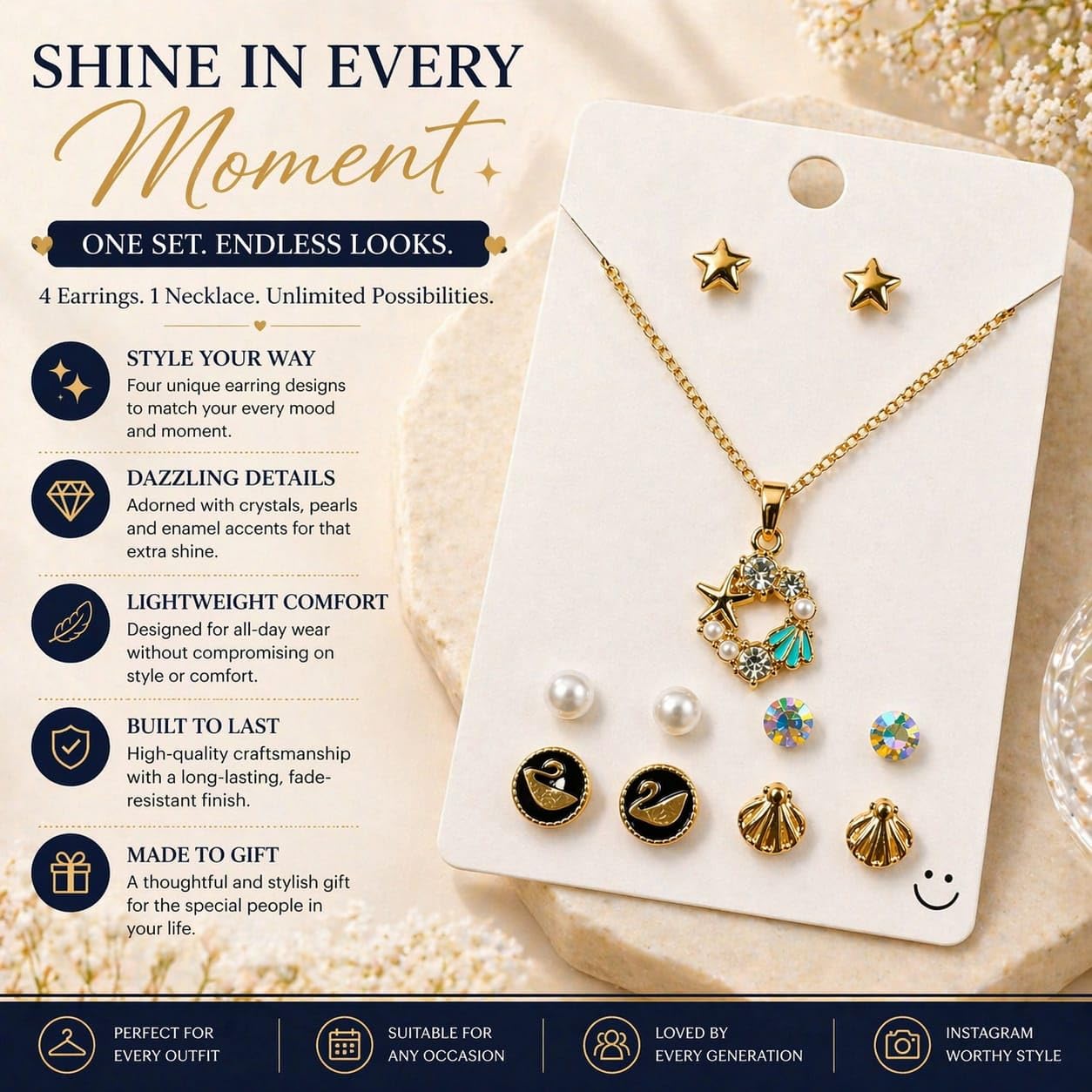 Trendy Jewellery Set for Women & Girls | Necklace, Earrings, Fashion Jewellery Combo | Fashion Gift Pack for Girlfriend ALORAJEWELS