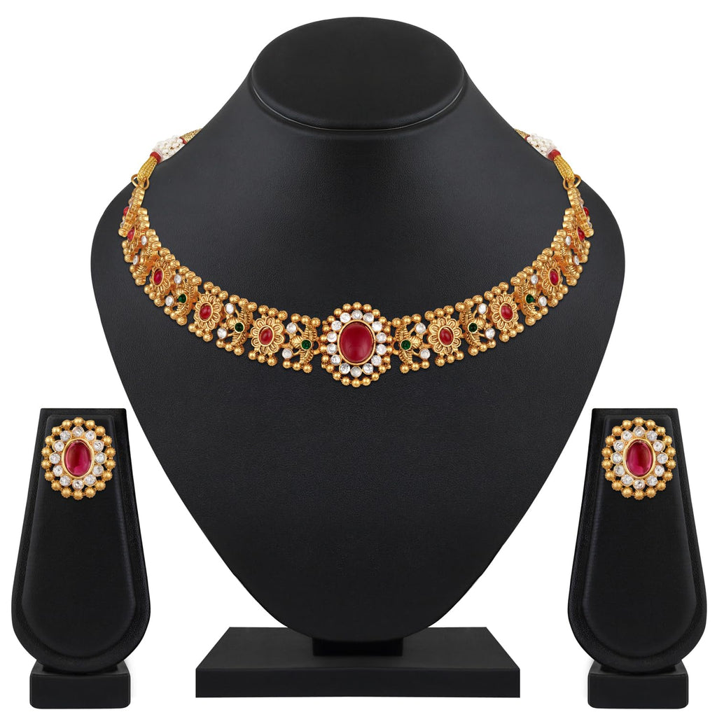 Shining Diva Fashion Latest Stylish Design Fancy Traditional Necklace Jewellery Set for Women (16637s) ALORAJEWELS