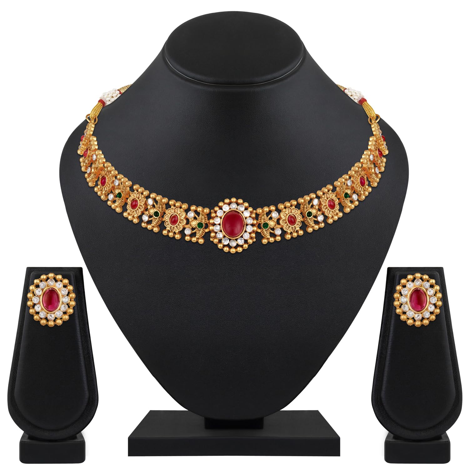 Shining Diva Fashion Latest Stylish Design Fancy Traditional Necklace Jewellery Set for Women (16637s) ALORAJEWELS