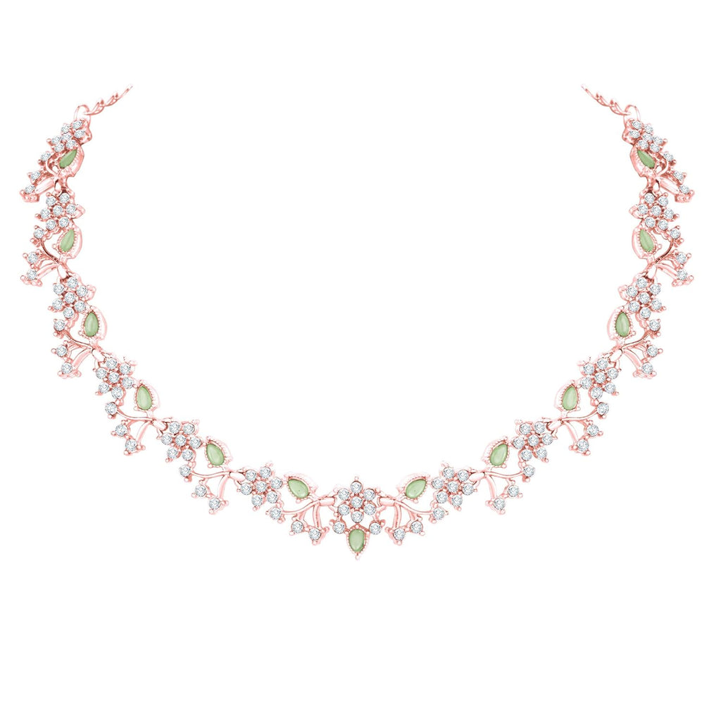 Alorajewels -  American Diamond AD with Colorful Crystal Necklace Jewellery Set for Women/Girls | Perfect for Weddings, Parties & Festive Occasions
