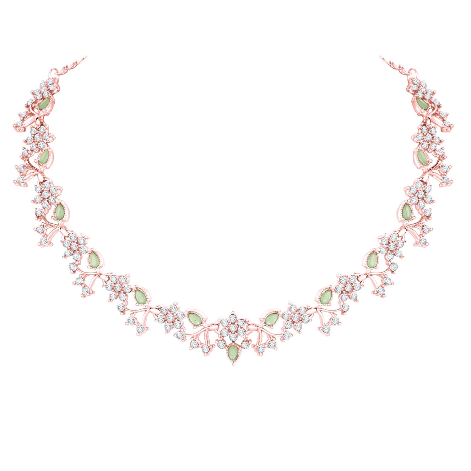 Alorajewels -  American Diamond AD with Colorful Crystal Necklace Jewellery Set for Women/Girls | Perfect for Weddings, Parties & Festive Occasions