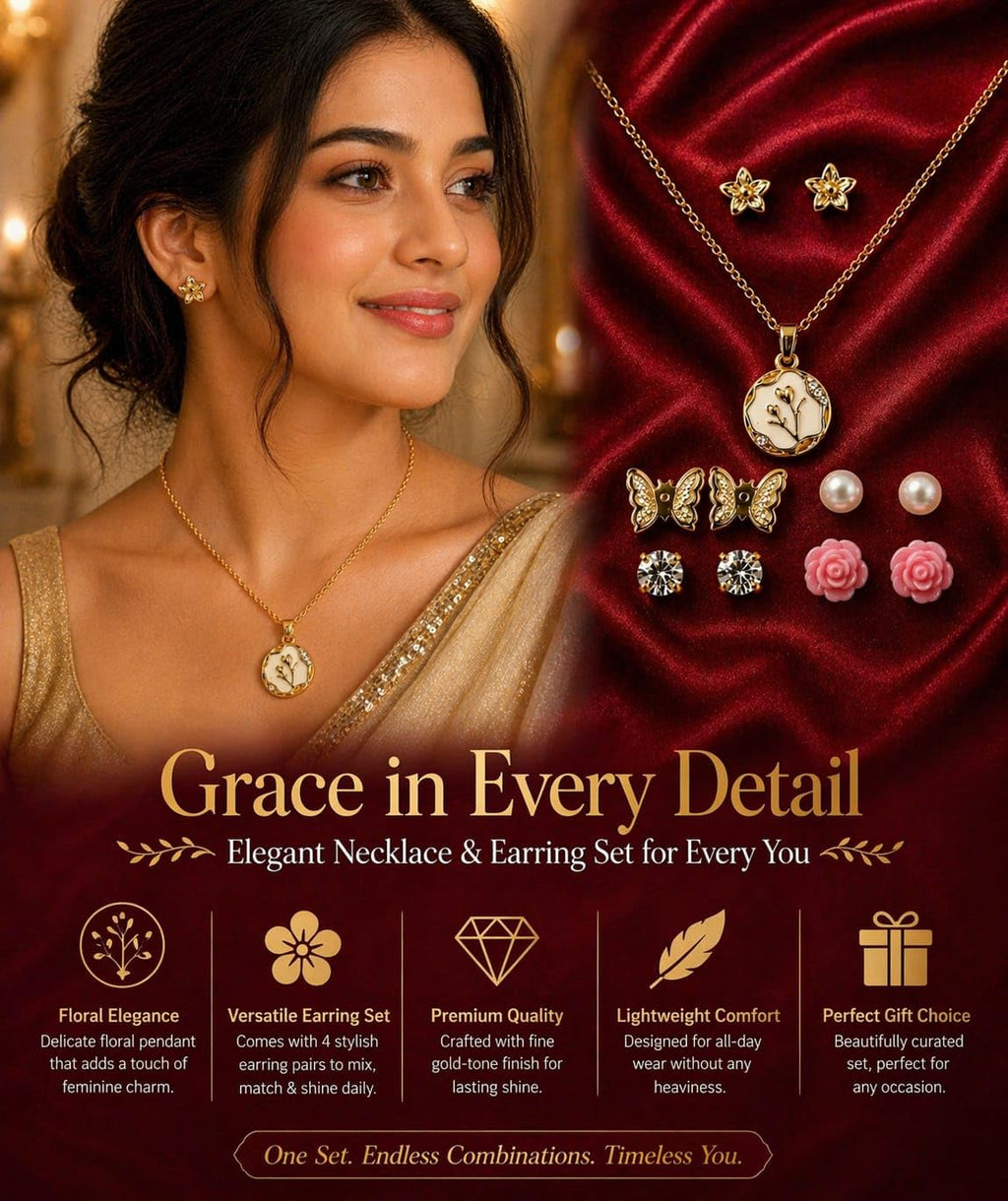 Trendy Jewellery Set for Women & Girls | Necklace, Earrings, Fashion Jewellery Combo | Fashion Gift Pack for Girlfriend ALORAJEWELS