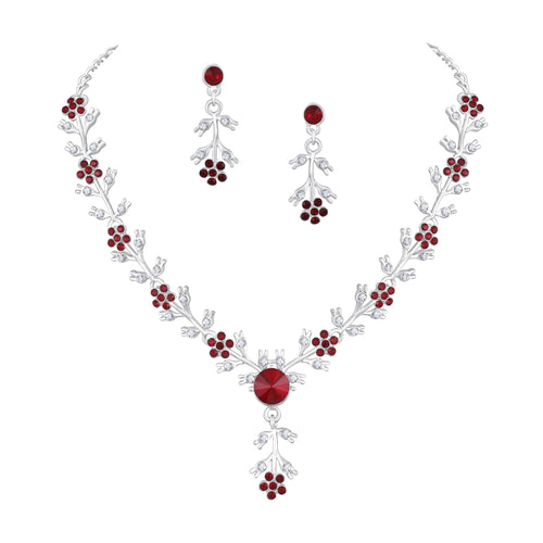 Atasi International American Diamond Style Silver Plated Necklace with Earrings Jewellery Set for Women – Perfect for Party, Wedding, and Engagement ALORAJEWELS