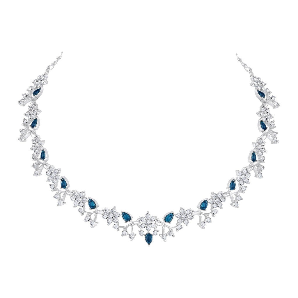Alorajewels -  American Diamond AD with Colorful Crystal Necklace Jewellery Set for Women/Girls | Perfect for Weddings, Parties & Festive Occasions